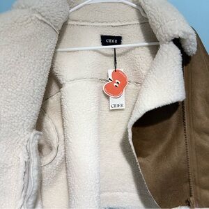 Cider Cream and Tan Sherpa Jacket
